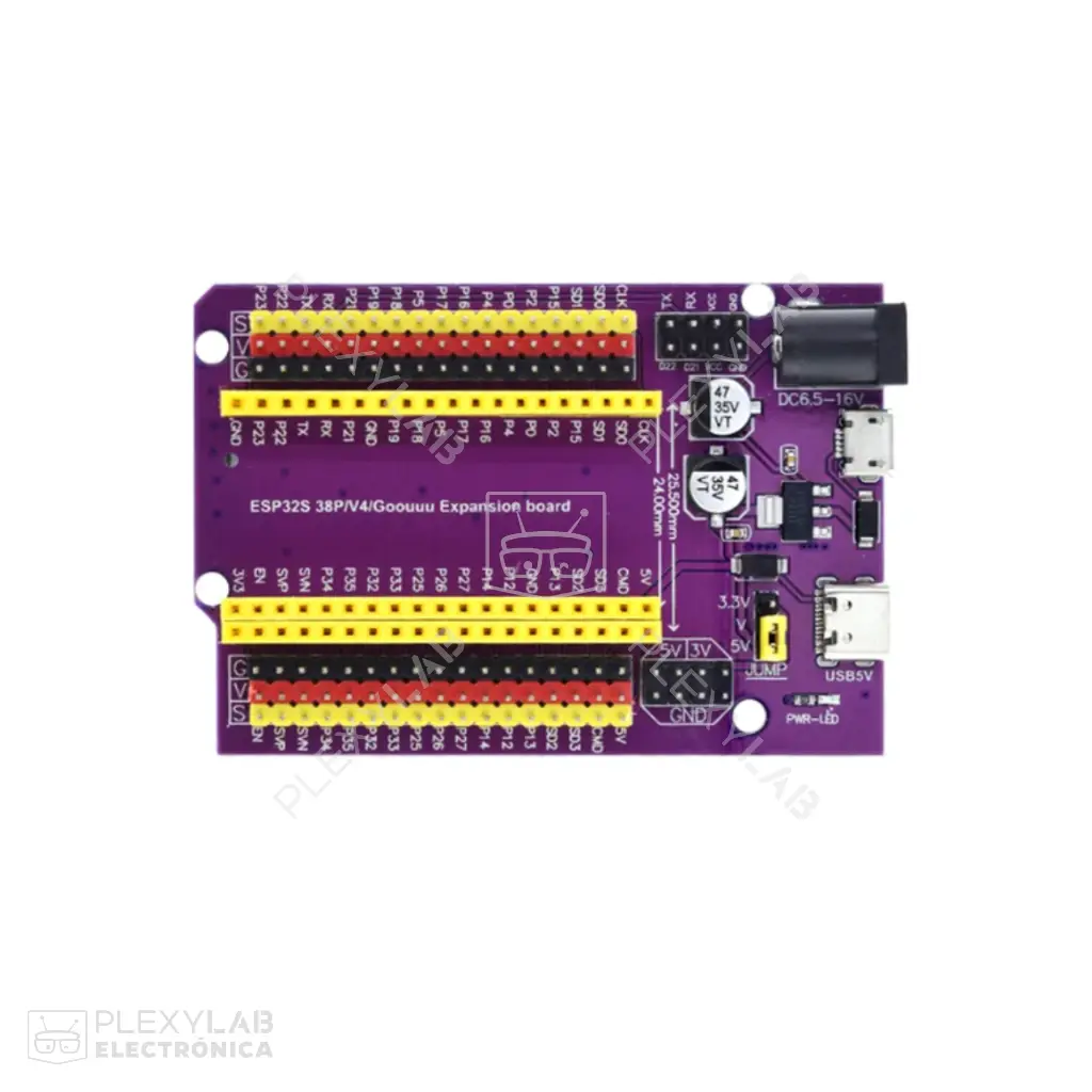 Módulo shield tarjeta de expansión para módulo ESP32 de 38 pines | PLEXYLAB
